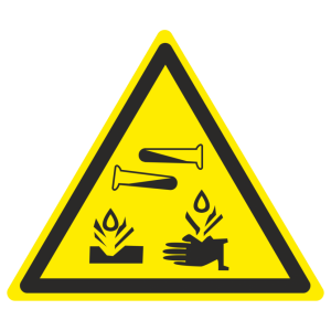 Знак безопасности W-04 «Опасно. Едкие и коррозионные вещества»