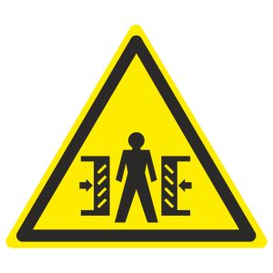 Знак безопасности W-23 «Осторожно, опасность зажима»